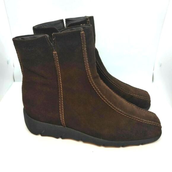 Ecco Womens Brown Leather Casual Zip Up Boots Size 38 US 7‎ To 7.5 Ecco Boots